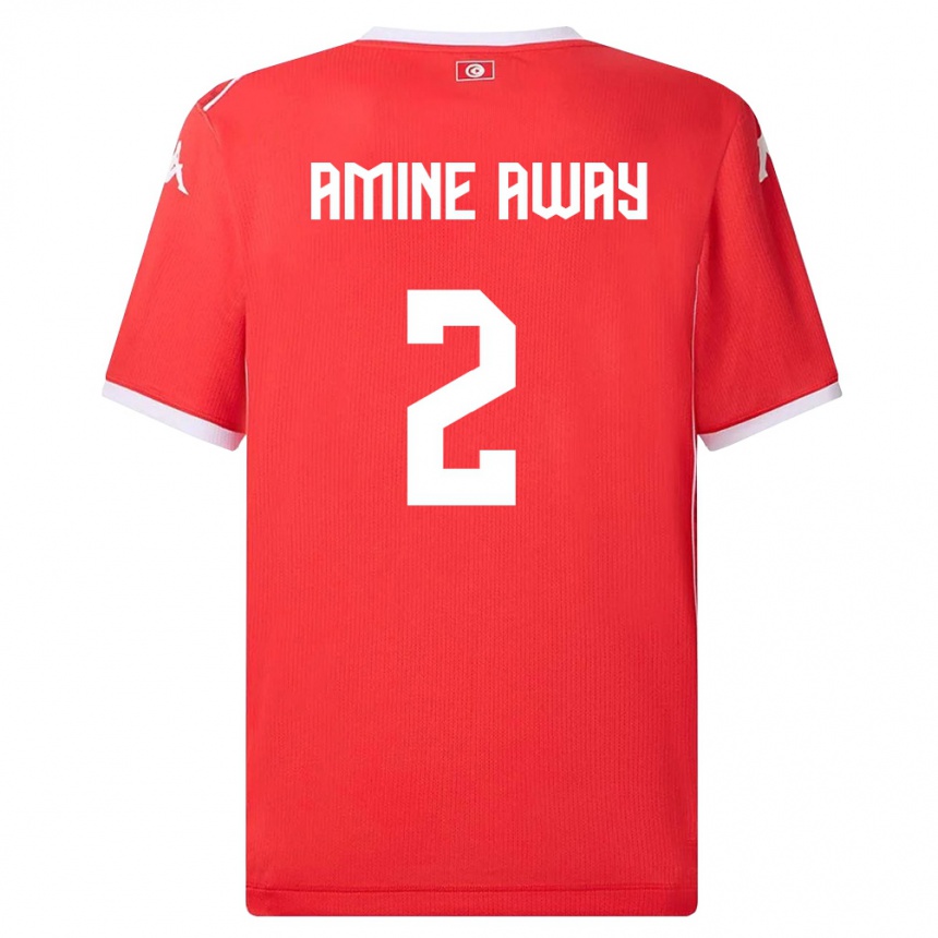 גברים כדורגל תוניסיה Mohamed Amine Away #2 אדום לבן ג'רזי ביתית 26-28