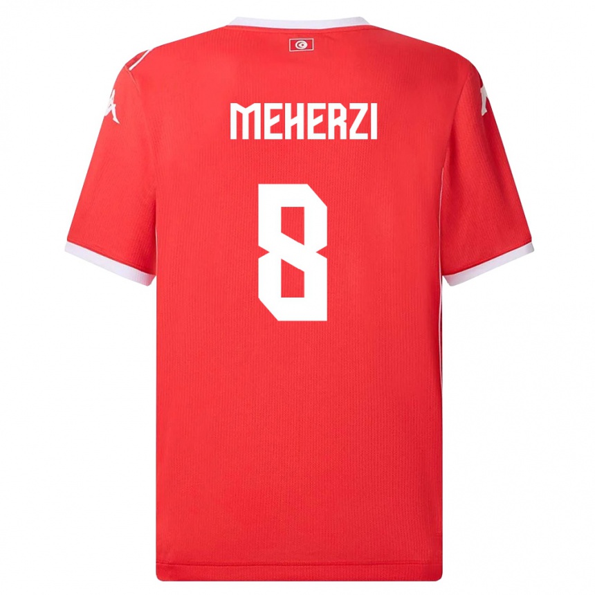 גברים כדורגל תוניסיה Amenallah Meherzi #8 אדום לבן ג'רזי ביתית 26-28