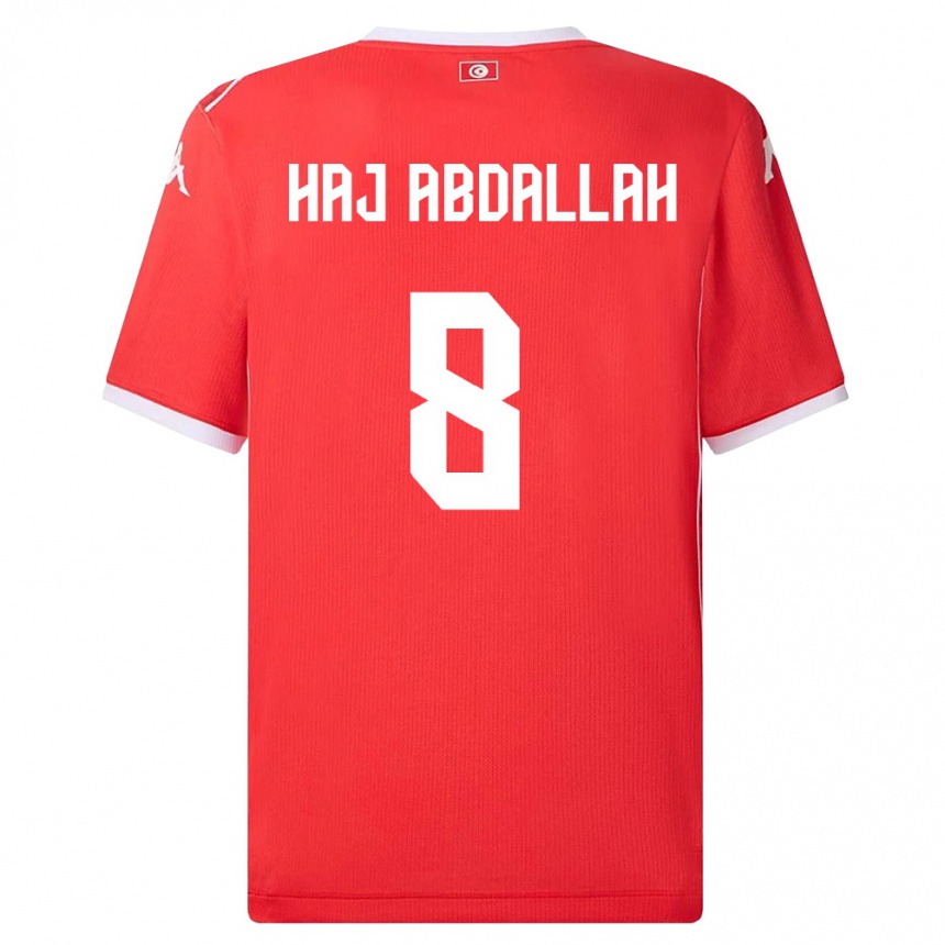 גברים כדורגל תוניסיה Saifedine Haj Abdallah #8 אדום לבן ג'רזי ביתית 26-28
