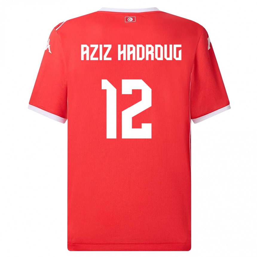 גברים כדורגל תוניסיה Mohamed Aziz Hadroug #12 אדום לבן ג'רזי ביתית 26-28