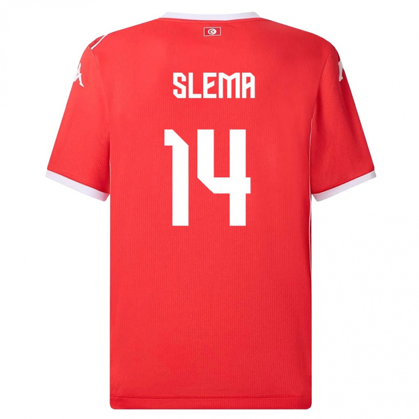 גברים כדורגל תוניסיה Mazen Slema #14 אדום לבן ג'רזי ביתית 26-28
