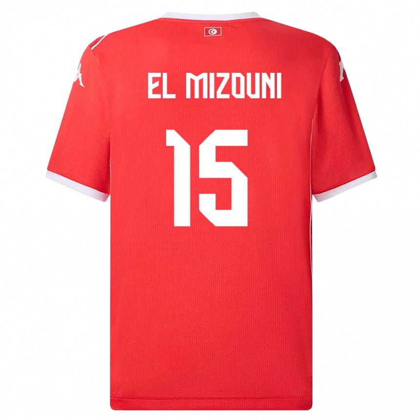 גברים כדורגל תוניסיה Idris El Mizouni #15 אדום לבן ג'רזי ביתית 26-28