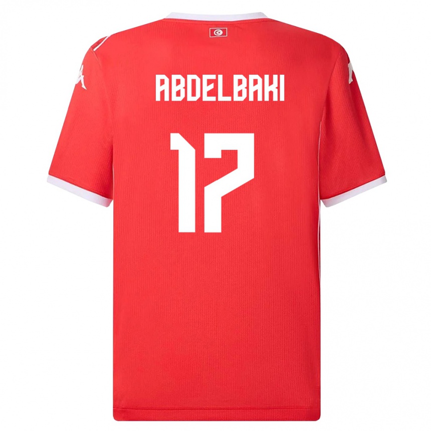 גברים כדורגל תוניסיה Aziz Abdelbaki #17 אדום לבן ג'רזי ביתית 26-28