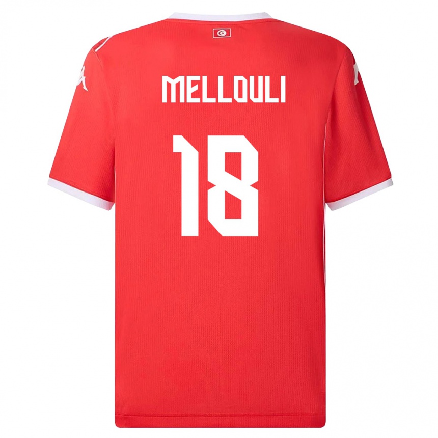 גברים כדורגל תוניסיה Taieb Mellouli #18 אדום לבן ג'רזי ביתית 26-28