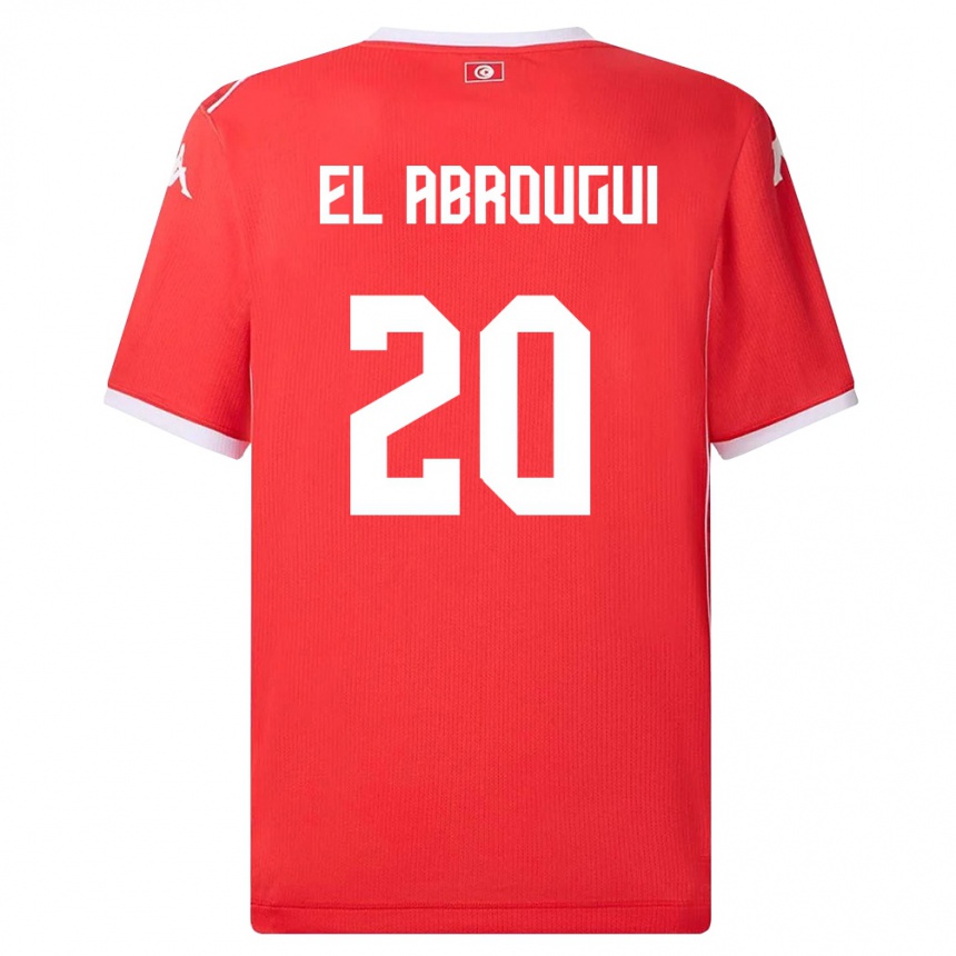 גברים כדורגל תוניסיה Wassim El Abrougui #20 אדום לבן ג'רזי ביתית 26-28