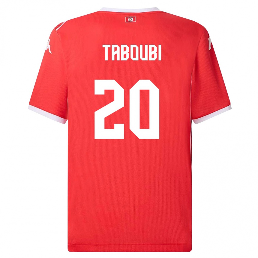 גברים כדורגל תוניסיה Ayhem Taboubi #20 אדום לבן ג'רזי ביתית 26-28
