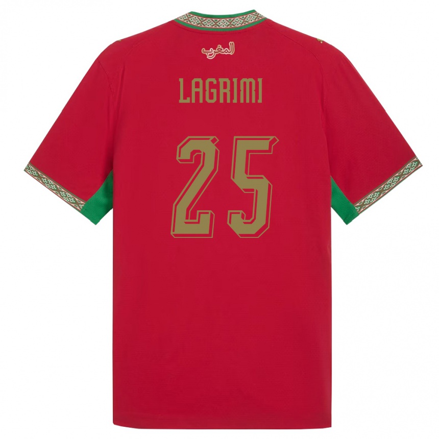 גברים כדורגל מָרוֹקוֹ Ilyass Lagrimi #25 אדום ירוק לבן ג'רזי ביתית 26-28