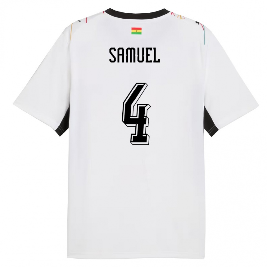 גברים כדורגל גאנה Samuel Abbey-Ashie Quaye #4 לבן שחור צהוב ג'רזי ביתית 26-28