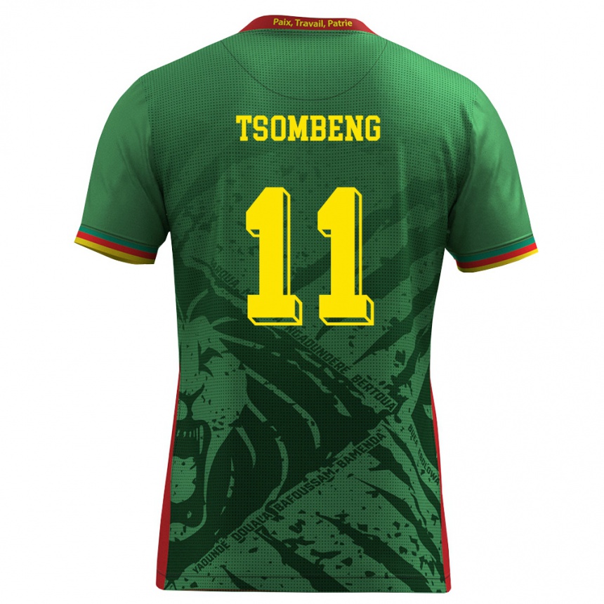 גברים כדורגל קמרון Arnaud Tsombeng #11 ירוק צהוב אדום ג'רזי ביתית 26-28