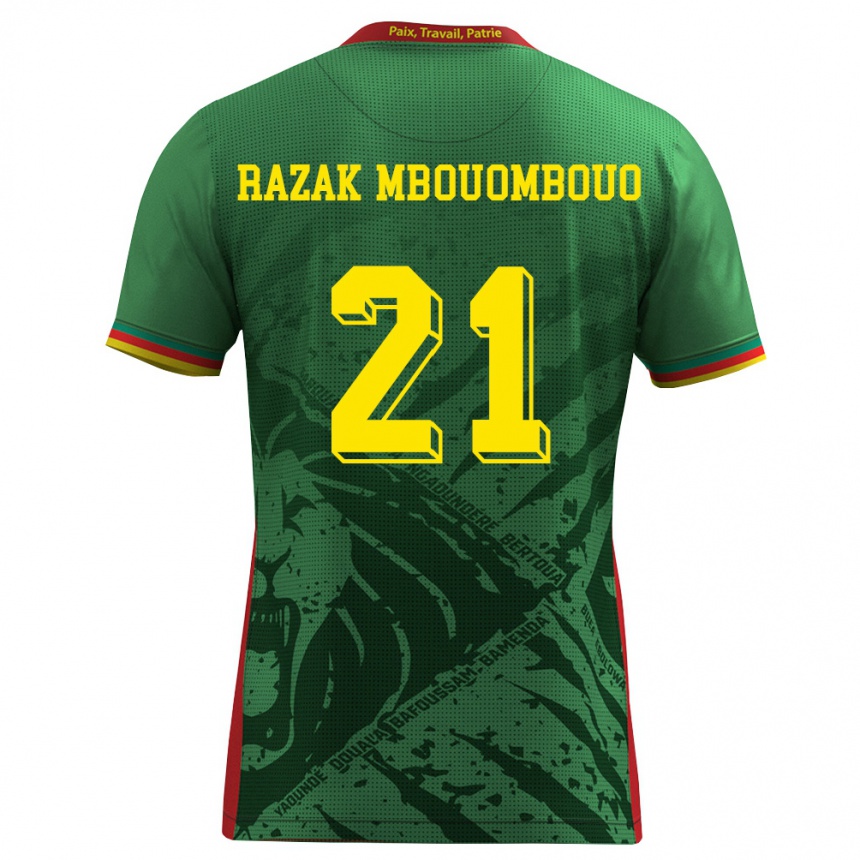 גברים כדורגל קמרון Abdoul Razak Mbouombouo #21 ירוק צהוב אדום ג'רזי ביתית 26-28