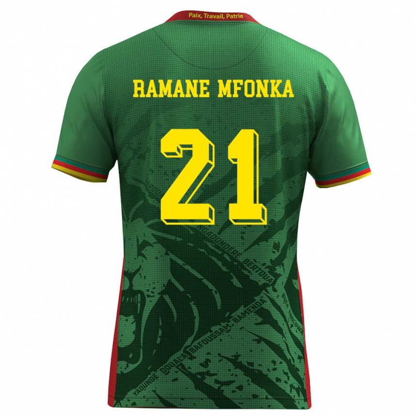 גברים כדורגל קמרון Abdel Ramane Mfonka #21 ירוק צהוב אדום ג'רזי ביתית 26-28