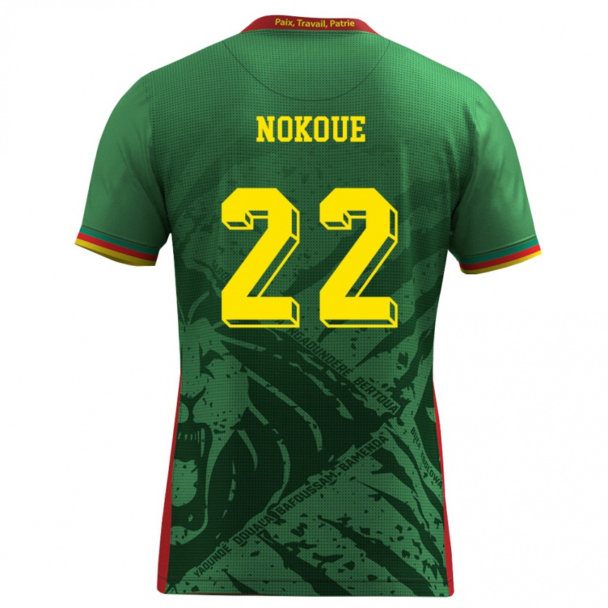 גברים כדורגל קמרון Bryan Nokoue #22 ירוק צהוב אדום ג'רזי ביתית 26-28