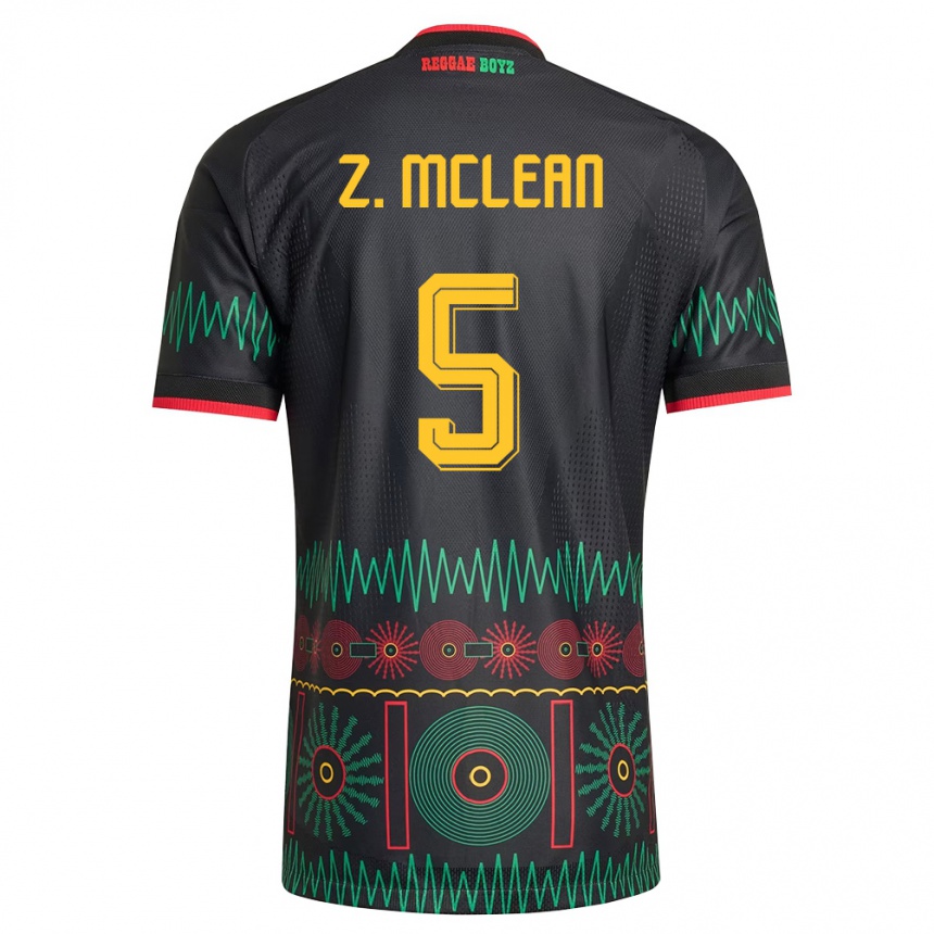 גברים כדורגל ג'מייקה Zienodean Mclean #5 שחור אדום צהוב הרחק ג'רזי 26-28