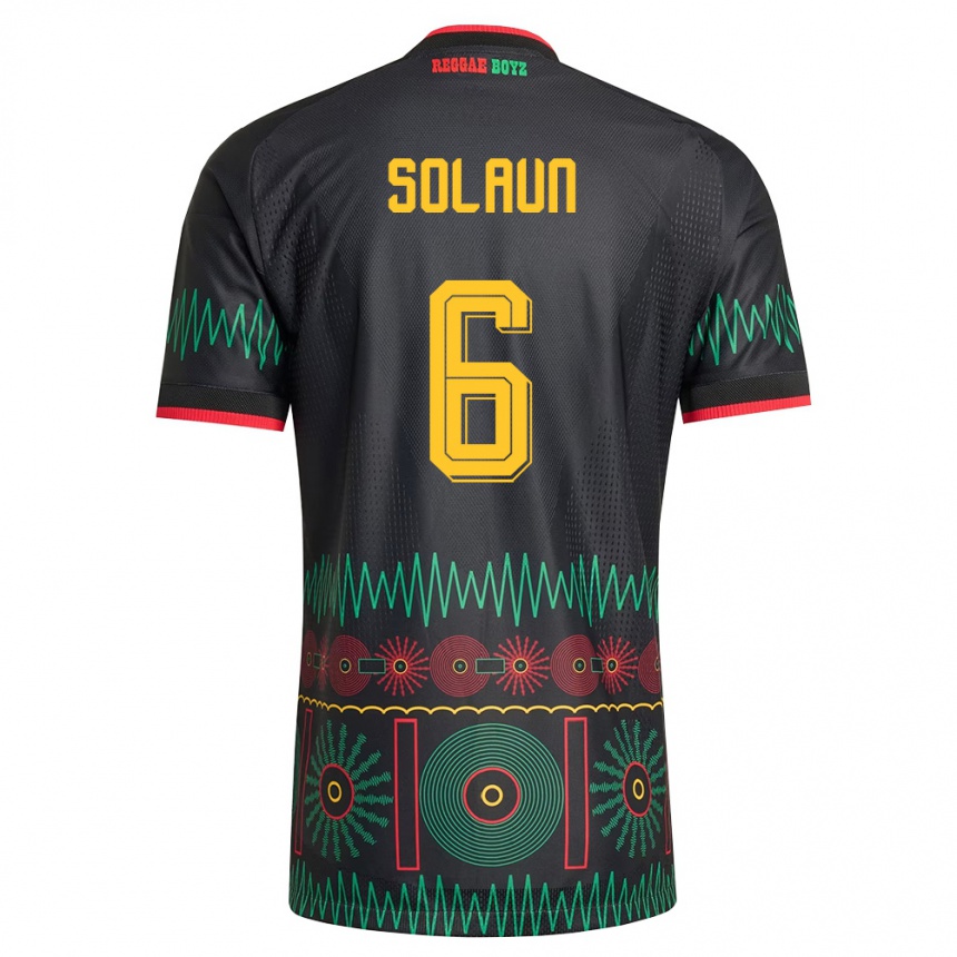 גברים כדורגל ג'מייקה Havana Solaun #6 שחור אדום צהוב הרחק ג'רזי 26-28