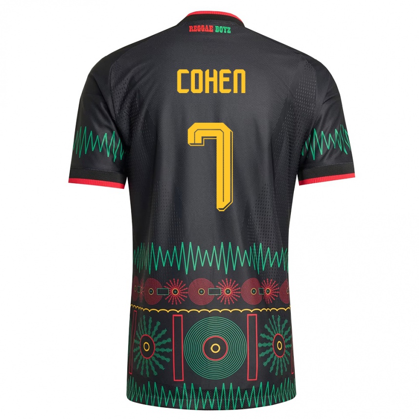 גברים כדורגל ג'מייקה Dunsting Cohen #7 שחור אדום צהוב הרחק ג'רזי 26-28