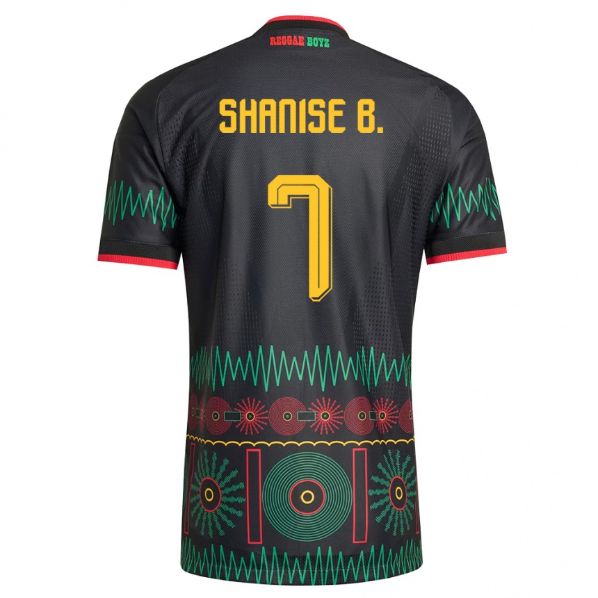 גברים כדורגל ג'מייקה Shanise Buckley #7 שחור אדום צהוב הרחק ג'רזי 26-28