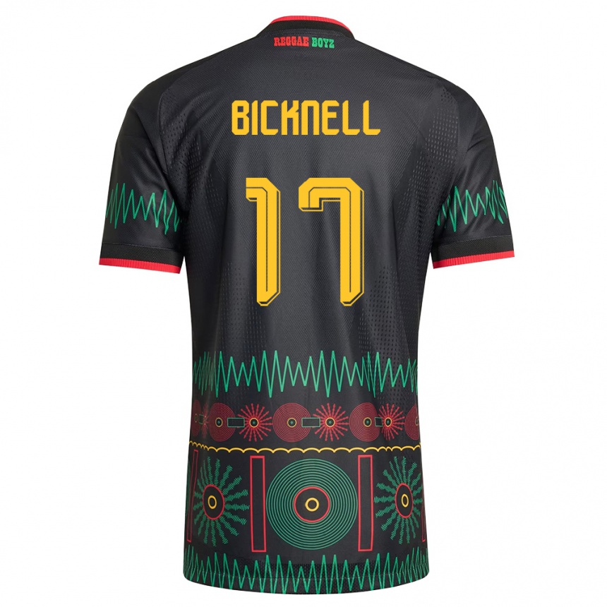 גברים כדורגל ג'מייקה Alexander Bicknell #17 שחור אדום צהוב הרחק ג'רזי 26-28