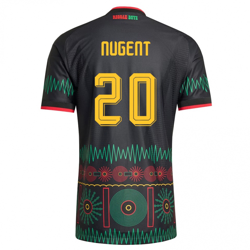 גברים כדורגל ג'מייקה Claver Nugent #20 שחור אדום צהוב הרחק ג'רזי 26-28