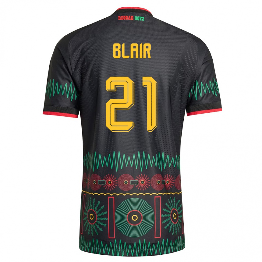 גברים כדורגל ג'מייקה Dhamar Blair #21 שחור אדום צהוב הרחק ג'רזי 26-28