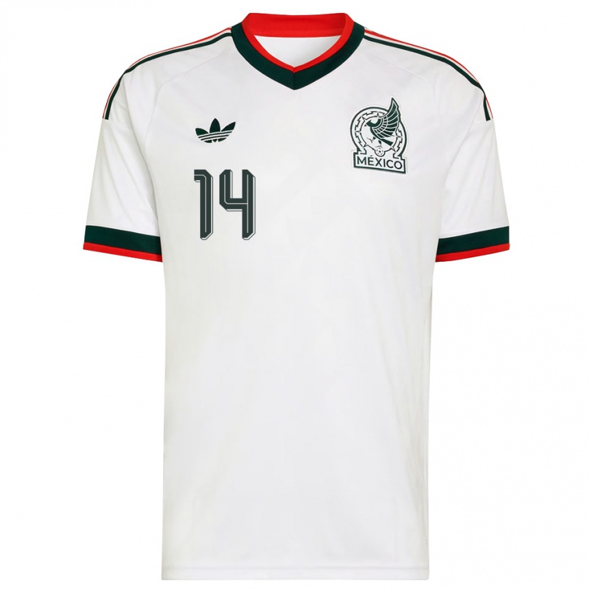 גברים כדורגל מקסיקו חאבייר הרננדס #14 לבן בורדו ירוק הרחק ג'רזי 26-28