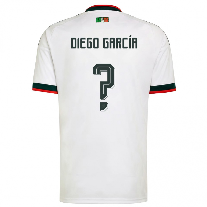 גברים כדורגל מקסיקו Diego García #0 לבן בורדו ירוק הרחק ג'רזי 26-28