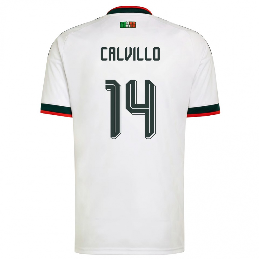 גברים כדורגל מקסיקו Carlos Calvillo #14 לבן בורדו ירוק הרחק ג'רזי 26-28