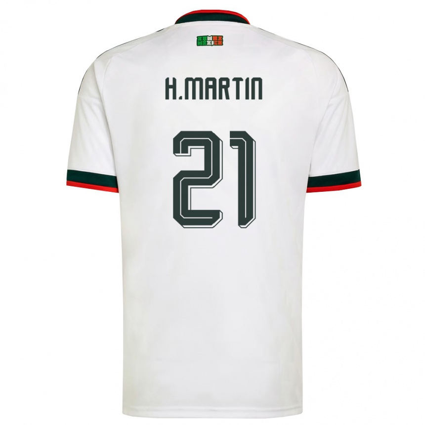 גברים כדורגל מקסיקו הנרי מרטין #21 לבן בורדו ירוק הרחק ג'רזי 26-28