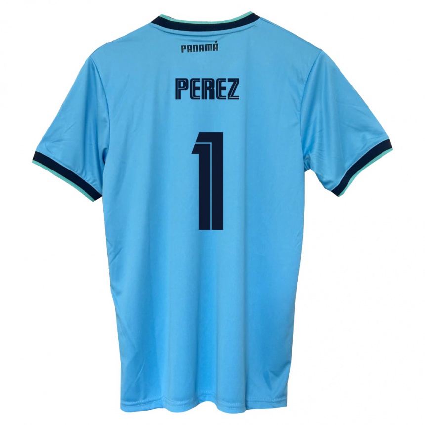 גברים כדורגל פנמה Miguel Pérez #1 כחול שמיים שחור הרחק ג'רזי 26-28