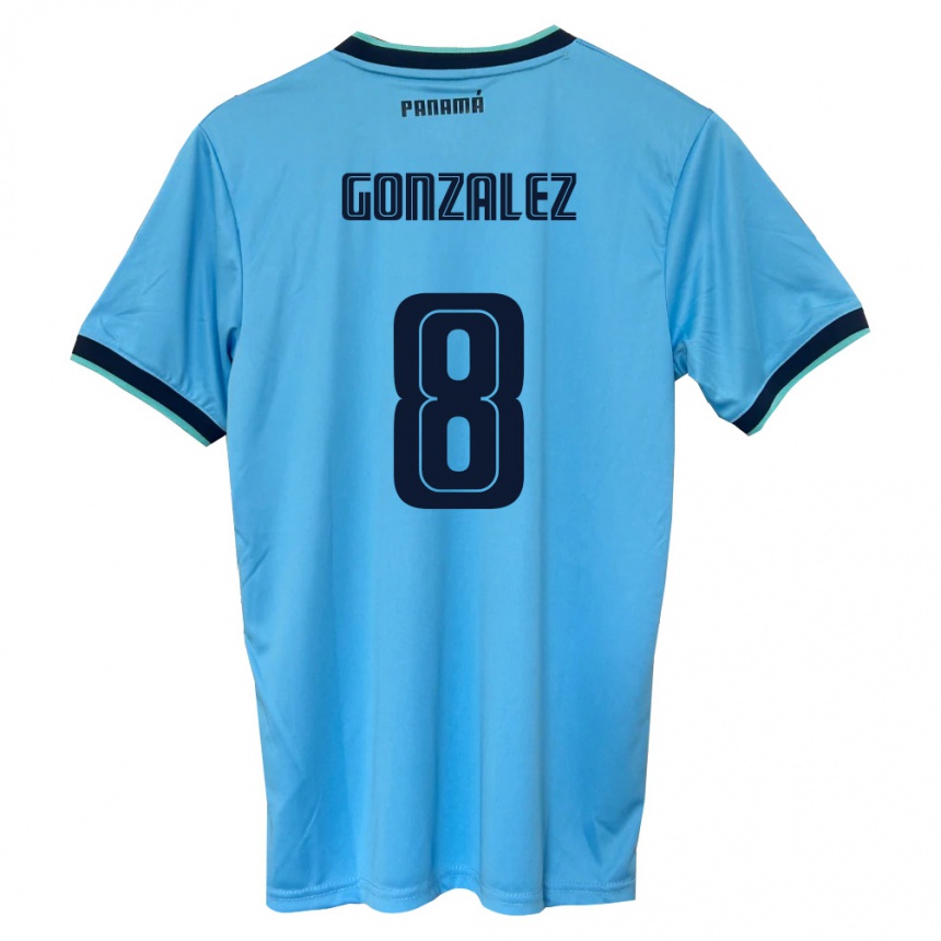 גברים כדורגל פנמה Schiandra González #8 כחול שמיים שחור הרחק ג'רזי 26-28