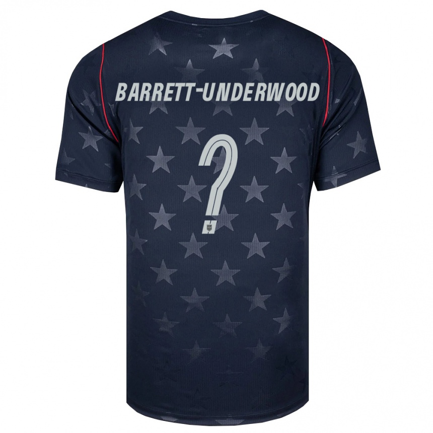 גברים כדורגל ארצות הברית Keehan Barrett-Underwood #0 שחור לבן אדום הרחק ג'רזי 26-28