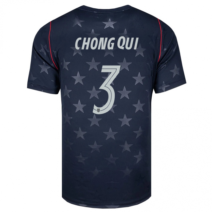 גברים כדורגל ארצות הברית Dominik Chong Qui #3 שחור לבן אדום הרחק ג'רזי 26-28