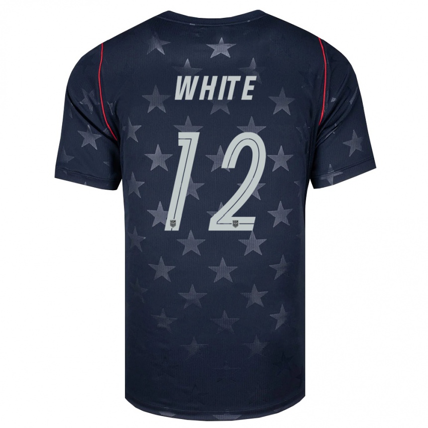 גברים כדורגל ארצות הברית Matthew White #12 שחור לבן אדום הרחק ג'רזי 26-28