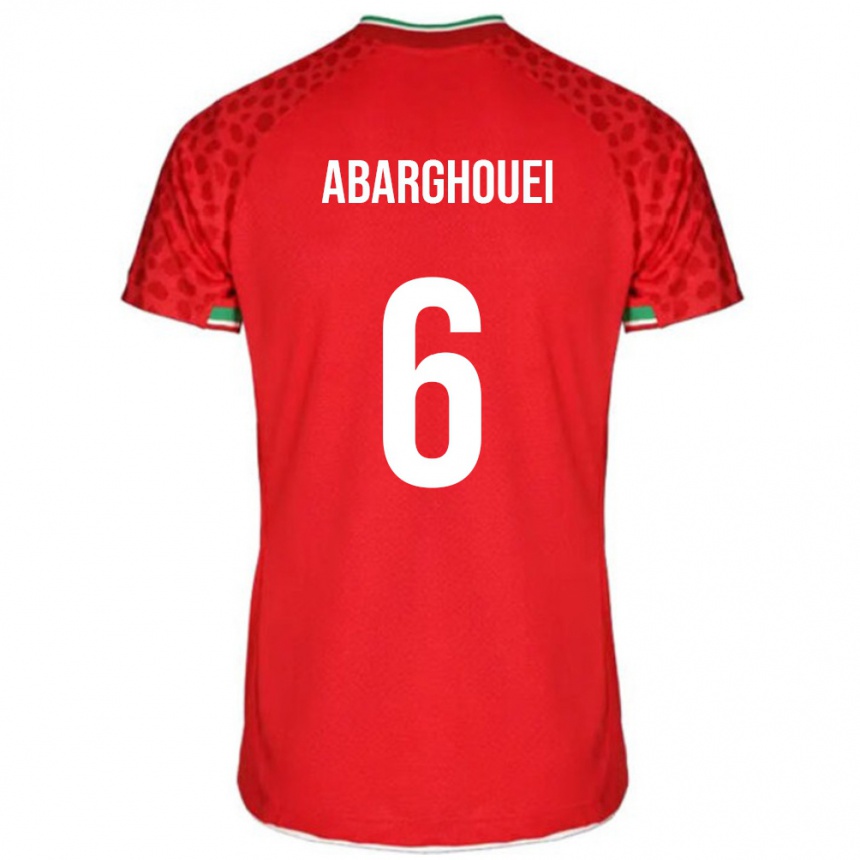 גברים כדורגל איראן Hossein Abarghouei #6 אדום לבן הרחק ג'רזי 26-28