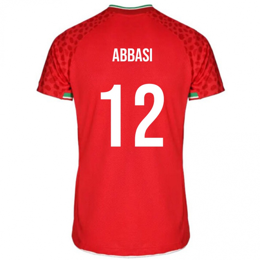 גברים כדורגל איראן Armin Abbasi #12 אדום לבן הרחק ג'רזי 26-28
