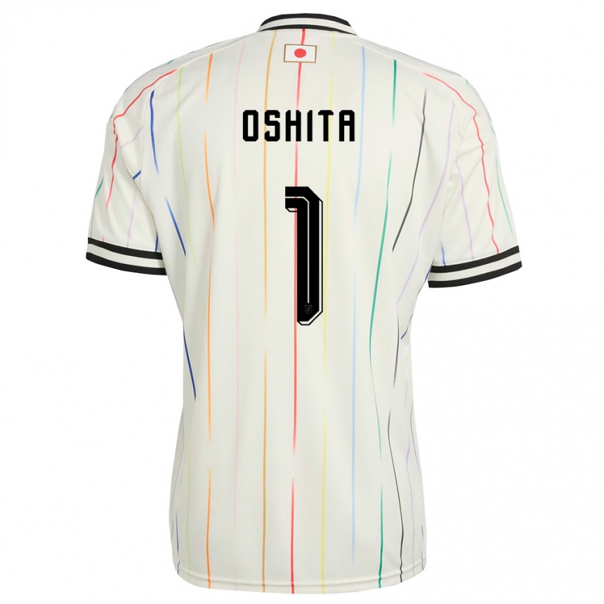 גברים כדורגל יַפָּן Kosei Oshita #1 לבן שחור הרחק ג'רזי 26-28