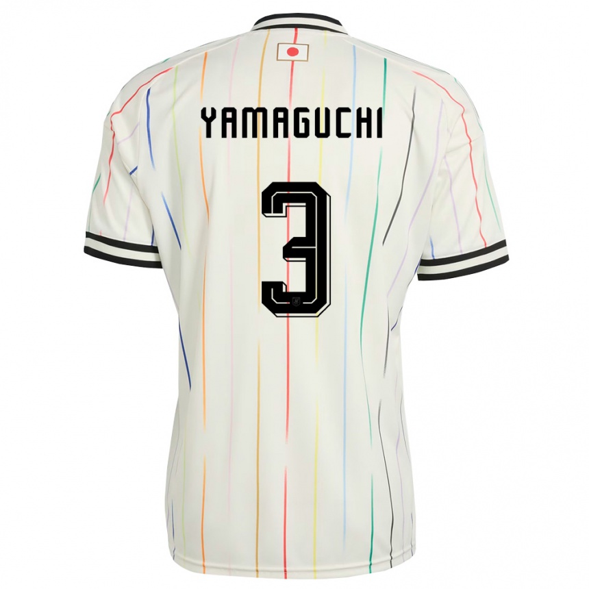 גברים כדורגל יַפָּן Gota Yamaguchi #3 לבן שחור הרחק ג'רזי 26-28