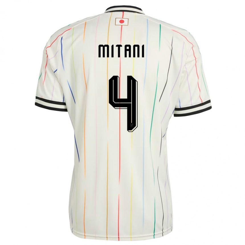 גברים כדורגל יַפָּן Tomohiro Mitani #4 לבן שחור הרחק ג'רזי 26-28