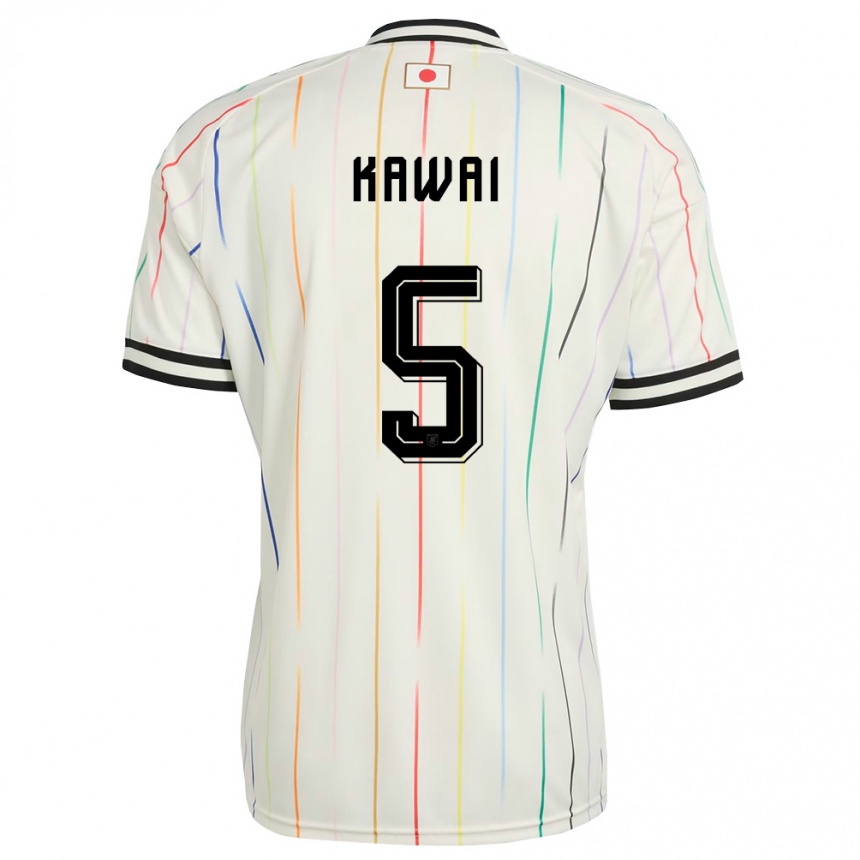 גברים כדורגל יַפָּן Kairi Kawai #5 לבן שחור הרחק ג'רזי 26-28