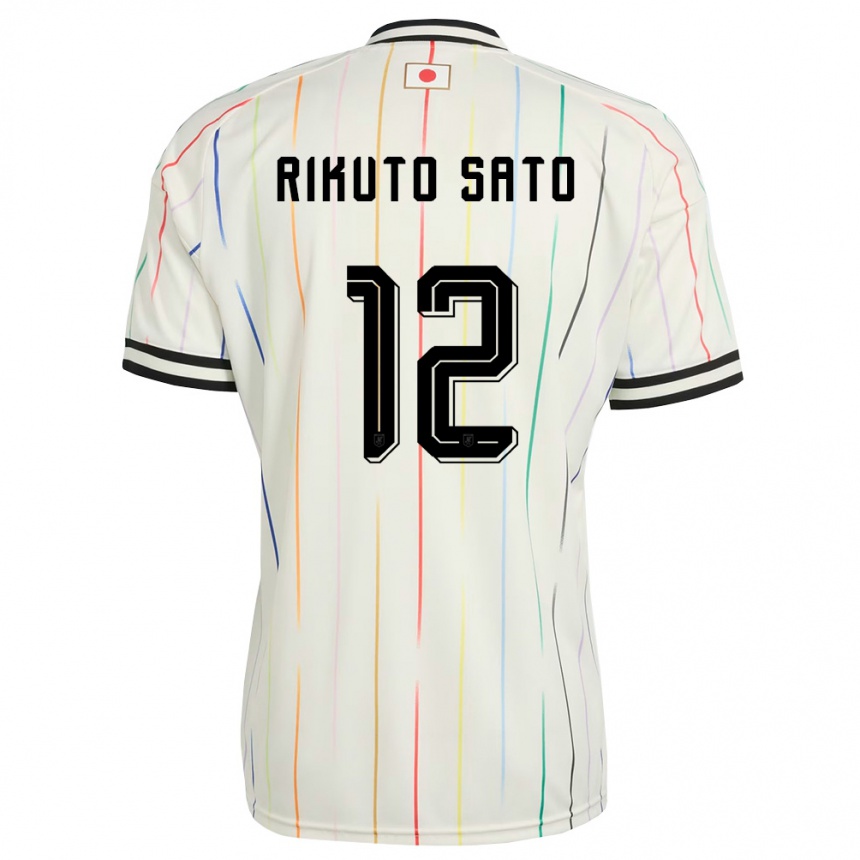 גברים כדורגל יַפָּן Rikuto Sato #12 לבן שחור הרחק ג'רזי 26-28