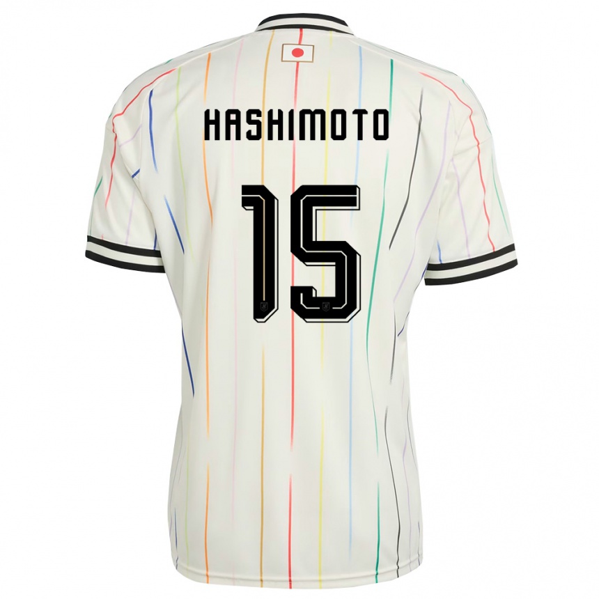 גברים כדורגל יַפָּן Jua Hashimoto #15 לבן שחור הרחק ג'רזי 26-28