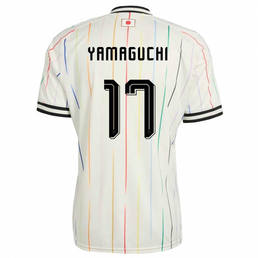 גברים כדורגל יַפָּן Taiyo Yamaguchi #17 לבן שחור הרחק ג'רזי 26-28
