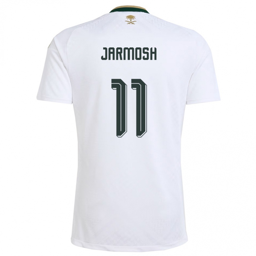 גברים כדורגל ערב הסעודית Abdulaziz Jarmosh #11 לבן ירוק זהב הרחק ג'רזי 26-28