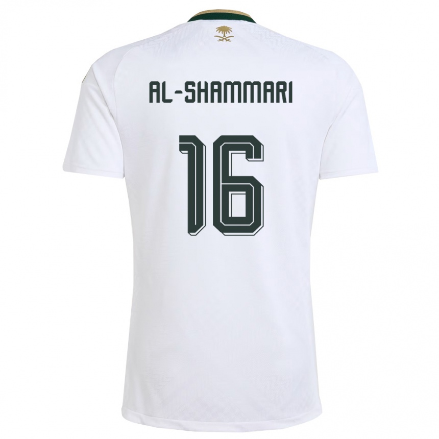 גברים כדורגל ערב הסעודית Hamad Al-Shammari #16 לבן ירוק זהב הרחק ג'רזי 26-28