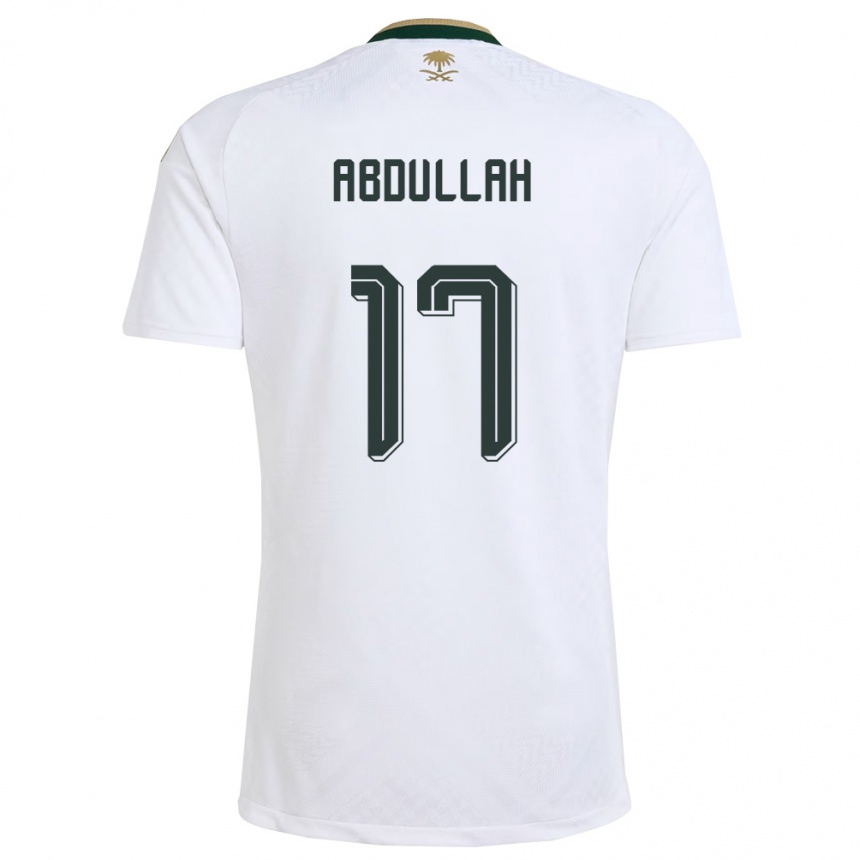 גברים כדורגל ערב הסעודית Salem Abdullah #17 לבן ירוק זהב הרחק ג'רזי 26-28