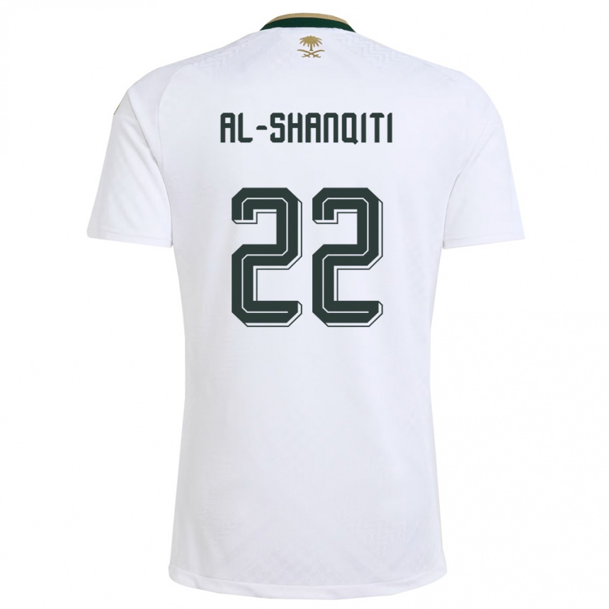 גברים כדורגל ערב הסעודית Hamed Al-Shanqiti #22 לבן ירוק זהב הרחק ג'רזי 26-28