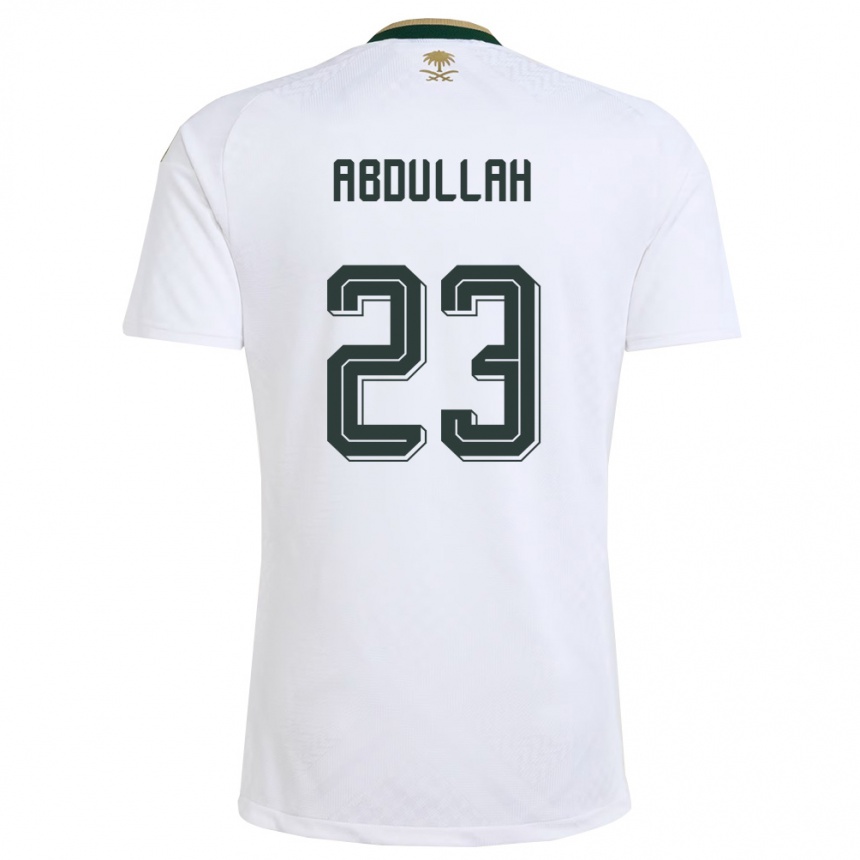 גברים כדורגל ערב הסעודית Nawaf Abdullah #23 לבן ירוק זהב הרחק ג'רזי 26-28