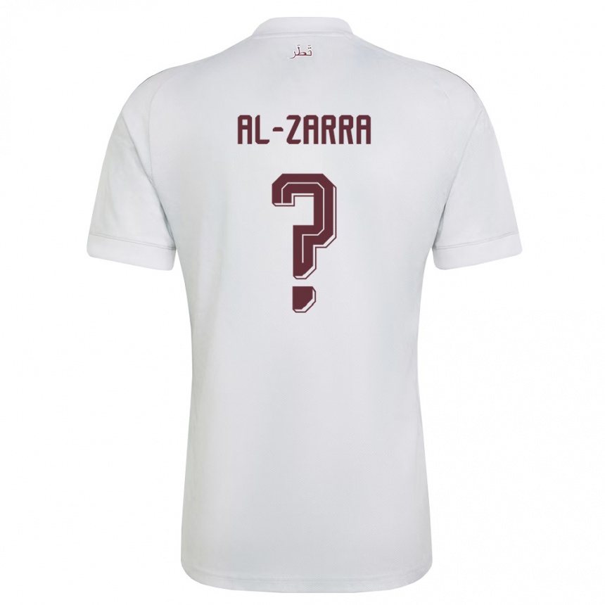 גברים כדורגל קטאר Jassim Al-Zarra #0 לבן בורדו הרחק ג'רזי 26-28