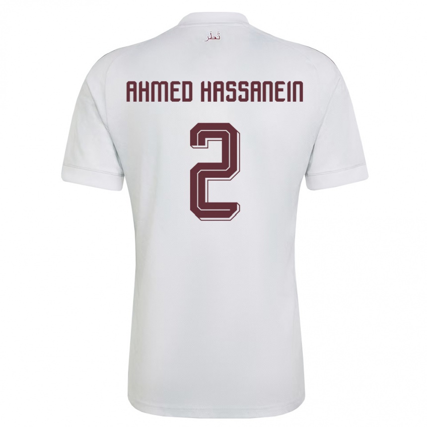 גברים כדורגל קטאר Seifeldin Ahmed Hassanein #2 לבן בורדו הרחק ג'רזי 26-28