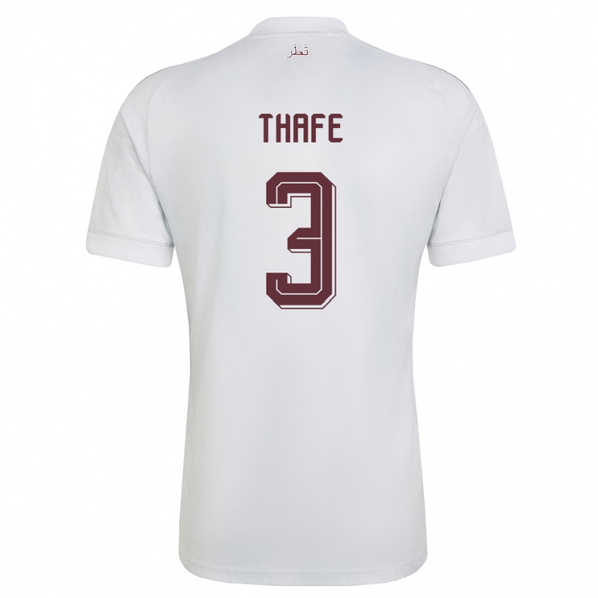 גברים כדורגל קטאר Tariq Mohd Nader Thafe #3 לבן בורדו הרחק ג'רזי 26-28