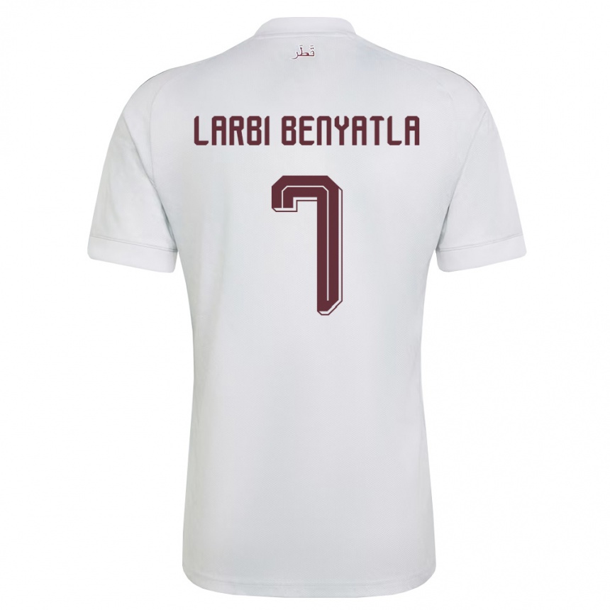 גברים כדורגל קטאר Dhiaeddine Larbi Benyatla #7 לבן בורדו הרחק ג'רזי 26-28